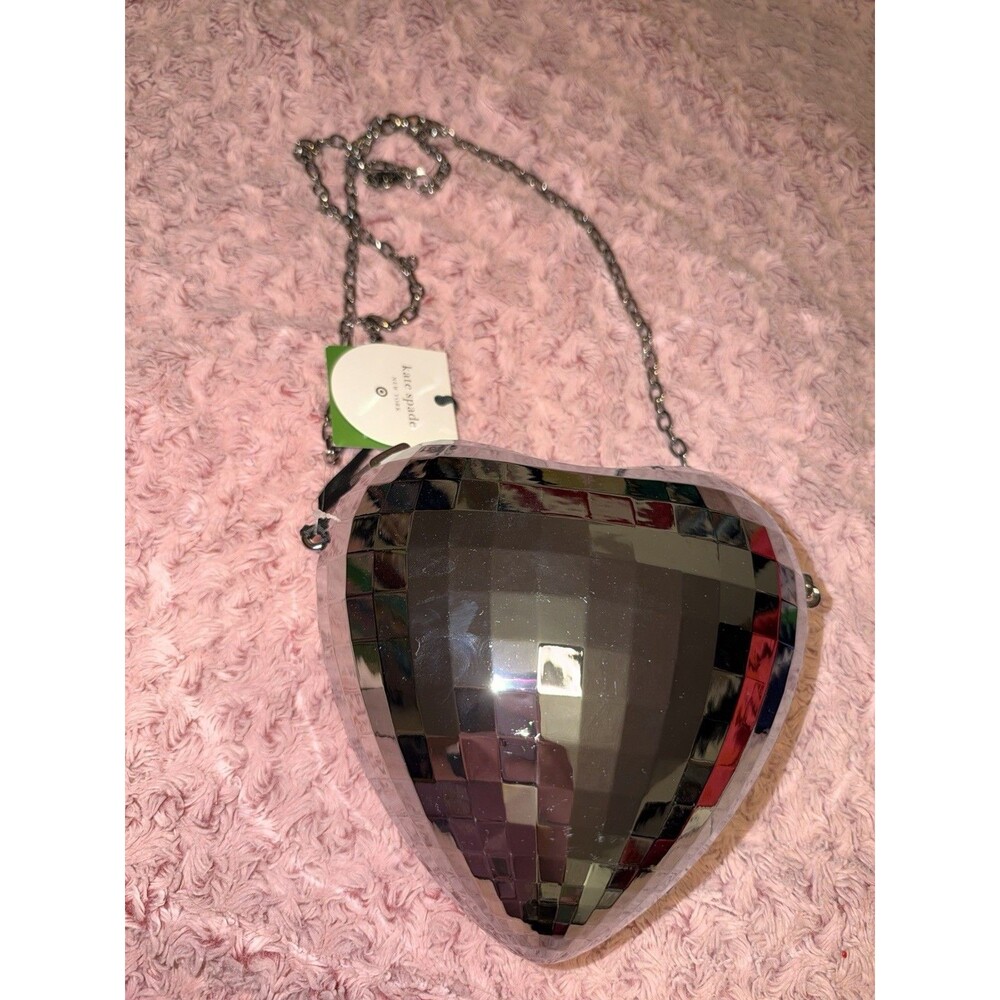 Kate Spade X Target Silver Disco Heart Crossbody Bag NOVELTY Purse NWT Chain